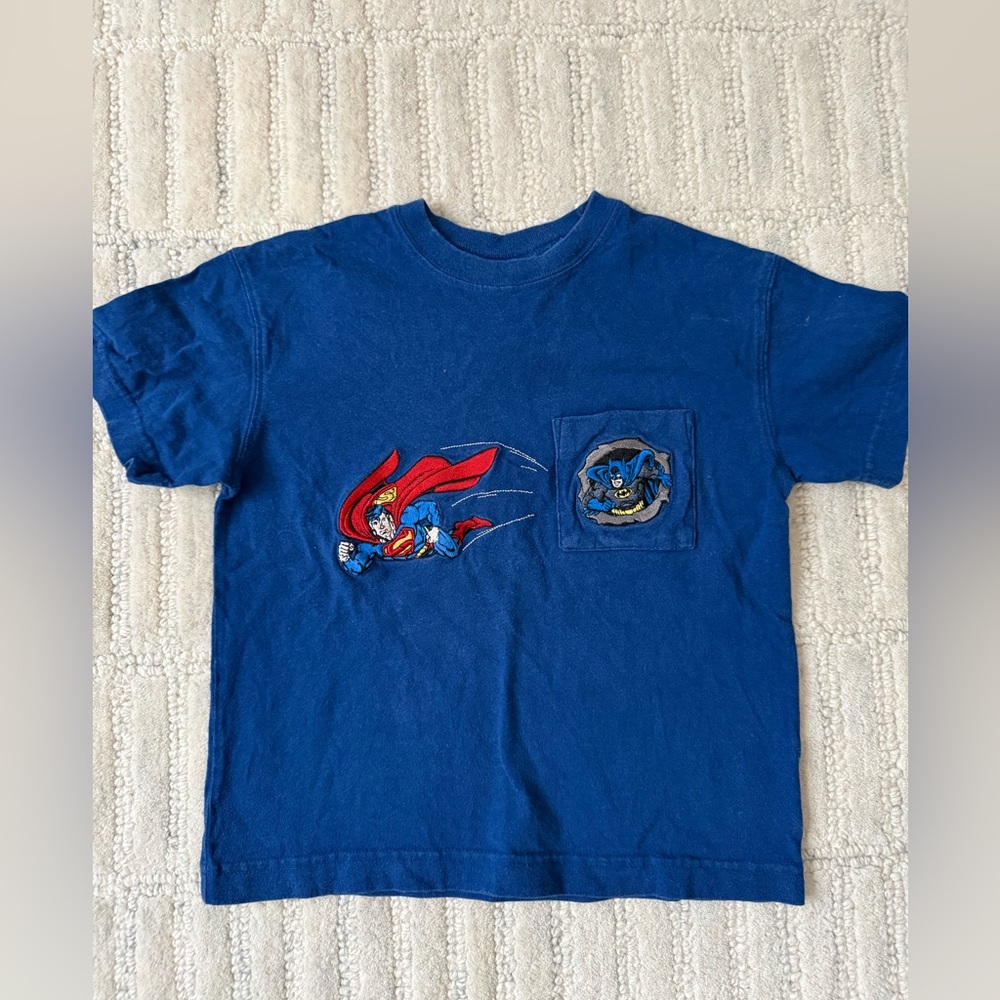 Kids Blue Superhero T-Shirt- vintage